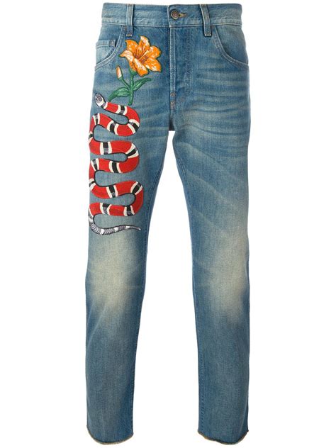 pants gucci and supreme for men|Gucci snake jeans men.